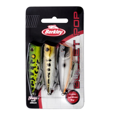 Pack de 3 Leurres Bullet Pop pour Pêche en Surface - Berkley