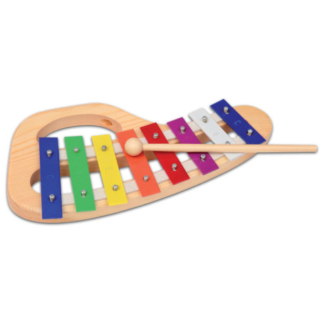 Xylophone en Bois Bontempi avec 8 Plaques Métalliques Colorées