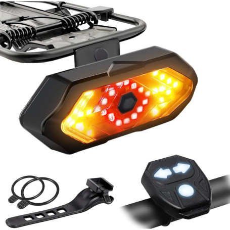 Feu Arrière de Vélo EBUYFIRE avec Clignotants et Télécommande - Étanche et Rechargeable