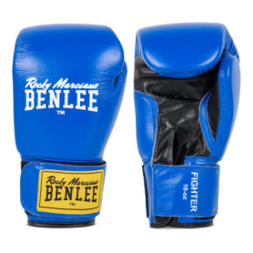 Gants de Boxe en Cuir Fighter Ben Lee - Bleu/Noir - 12 oz