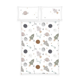 Parure de Lit en Flanelle Univers Herding - Housse de Couette et Taie d'Oreiller