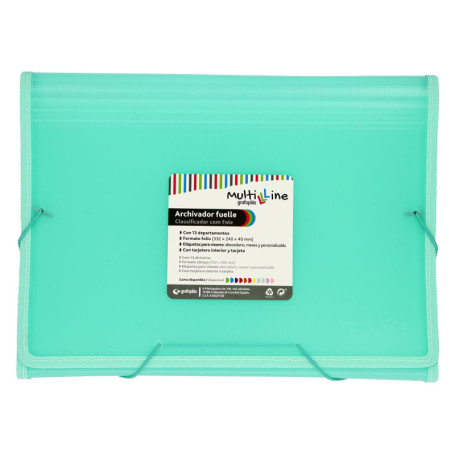 Classeur Accordéon Grafoplás Mint Pastel - 13 Positions à Soufflet