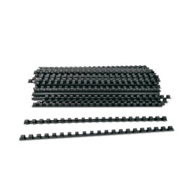 Lot de 100 dos en plastique spirale A4, 21 anneaux, 8 mm, noir