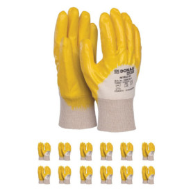 Gants de travail en coton avec protection nitrile - Taille 10 - 12 paires