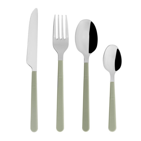 Ménagère 16 pièces Inox CORDEROY Vert avec manches en plastique