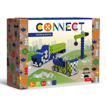 Ensemble de Construction Connect Trefl Bricks 3en1 - Camion et Chantier - 281 Pièces