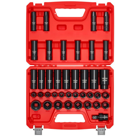 Coffret Professionnel de Douilles à Chocs VEVOR 39 Pièces - Kit Métallique 12,7 mm