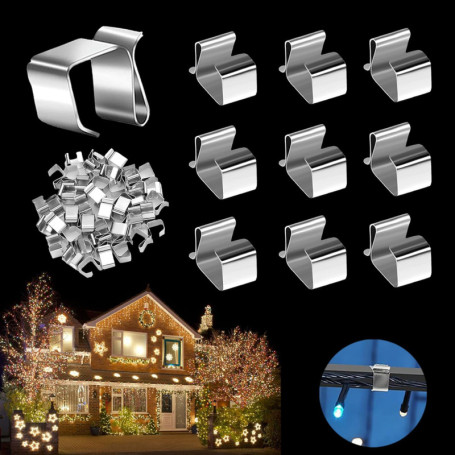 Pack de 60 Crochets en Acier Inoxydable pour Guirlandes Lumineuses