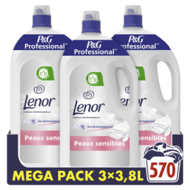 Lenor Professional Adoucissant Liquide 3x3.8L - Douceur et Fraîcheur pour Peaux Sensibles