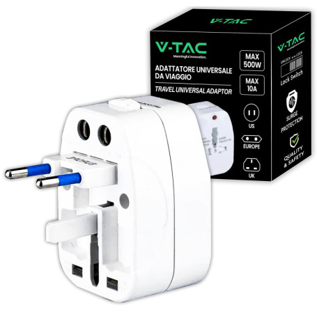 Adaptateur Universel de Voyage V-TAC avec Protection Surcharge