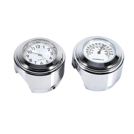 Horloge de Guidon Fydun avec Thermomètre pour Moto et Vélo - Argent Étanche