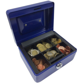 Coffret à monnaie portable Acropaq bleu 152x123x80mm