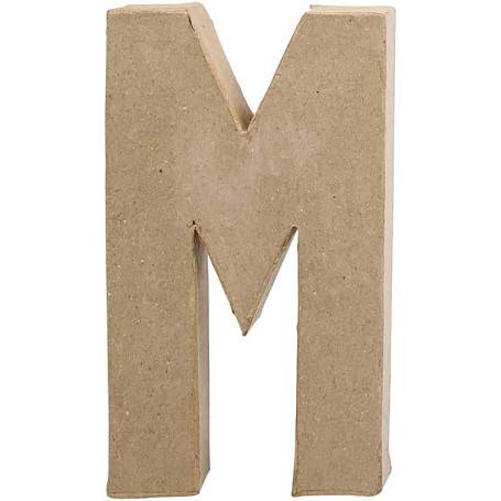 Lettre en Papier Mâché Beige - Grande Taille 20,5 cm