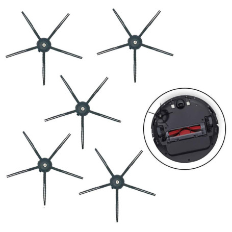 Lot de 5 brosses latérales en silicone pour aspirateurs Roborock
