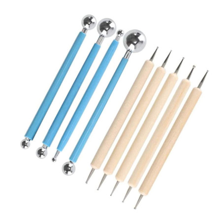 Kit d'Outils de Modelage en Argile Polymère - 9 Pièces pour Sculpture et Gravure