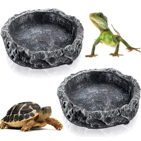 Bol en Résine pour Reptiles - Set de 2, Mangeoire et Abreuvoir