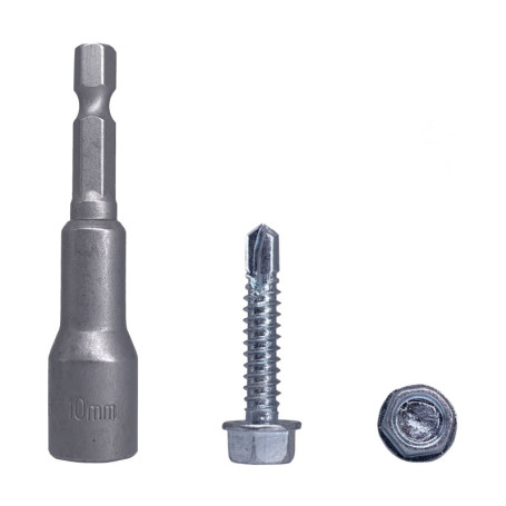 Lot de 30 vis autotaraudeuses en acier zingué 6,3 x 32 mm - Tête hexagonale