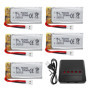 Pack de 5 Batteries Li-ion 3.7V 500mAh avec Chargeur 5 en 1 pour Drones