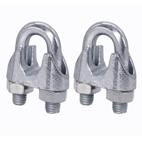 Lot de 2 colliers de serrage M14 en acier pour câbles Ø 22 mm