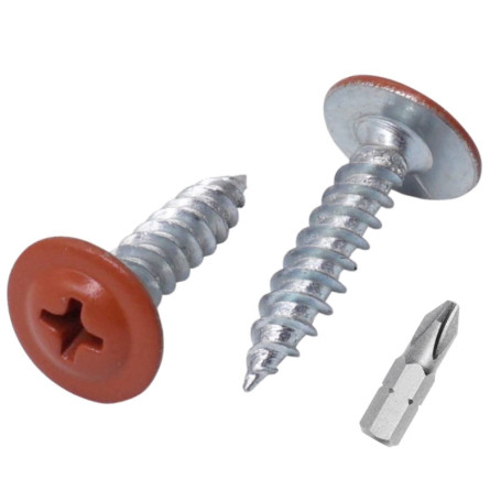 Lot de 50 vis à bois peintes en cuivre marron RAL 8004 - Autotaraudeuses Phillips