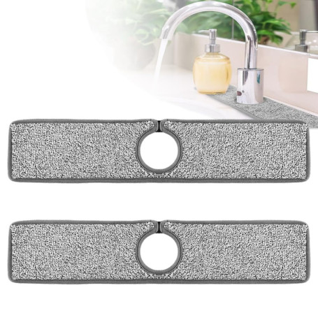 Tapis Absorbant pour Robinet de Cuisine - Lot de 2 en Gris