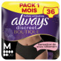 Culottes Always Discreet pour Fuites Urinaires - Taille M, Couleur Noire, Pack de 36