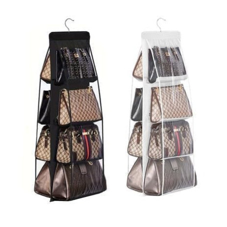 Lot de 2 Organisateurs Pliables pour Sacs à Main - Blanc et Gris