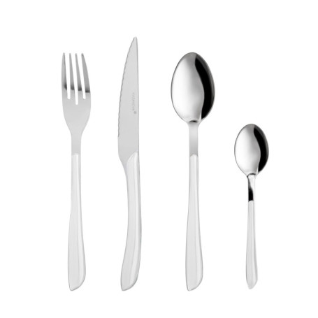 Set de 24 Couverts en Acier avec Poignée Blanche - KASANOVA