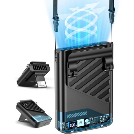 Ventilateur Portable Rechargeable Gemmac avec Affichage LED - 5 Vitesses et Clip Pratique