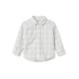 Chemise Boutonnée en Flanelle à Carreaux pour Bébé - Ivoire Bleu Lumière