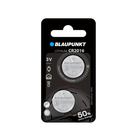 Blaupunkt Lot de 2 Piles Bouton Lithium CR2016 - Performance Fiable