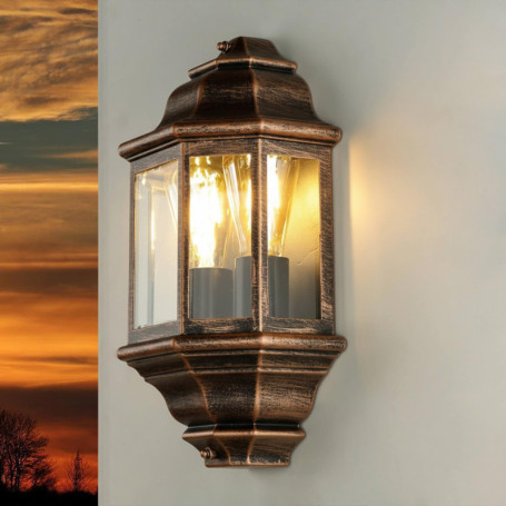 Applique Murale Extérieure Livorno en Aluminium et Verre Doré Antique