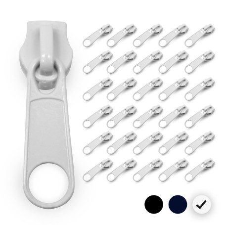 Pack de 50 Curseurs de Fermeture Éclair Blanc N°5 - 40mm en Métal