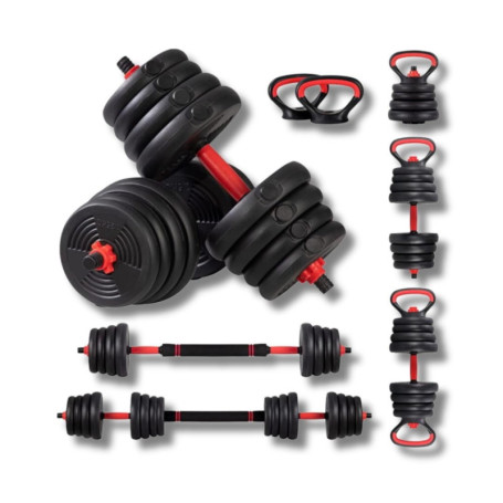 FFitness Ensemble d'Haltères Réglables 6 en 1 avec Kettlebell et Support de Pompes