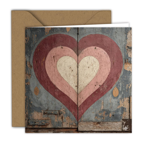 Carte de Saint-Valentin Cœur Pastel avec Enveloppe Kraft - 15 x 15 cm