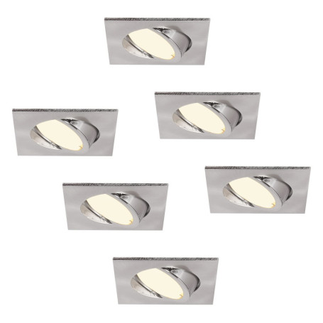 Lot de 6 Spots LED Encastrables Carrés en Acier Inoxydable - Lumière Blanc Chaud 3000K