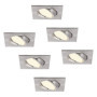 Lot de 6 Spots LED Encastrables Carrés en Acier Inoxydable - Lumière Blanc Chaud 3000K