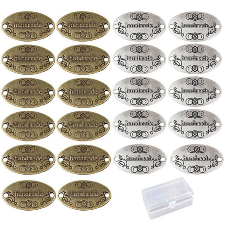 Lot de 60 boutons en métal rétro pour couture et bricolage - Ovale argenté et bronze