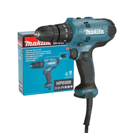 Perceuse à percussion Makita HP0300 - 320 W, 2 vitesses, mandrin 10 mm