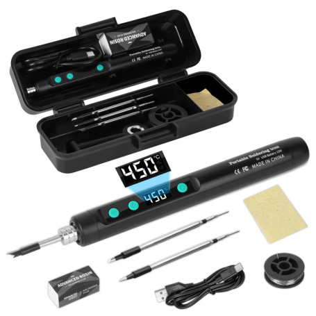 Kit de Fer à Souder Électrique Sans Fil avec Température Réglable et Écran LCD
