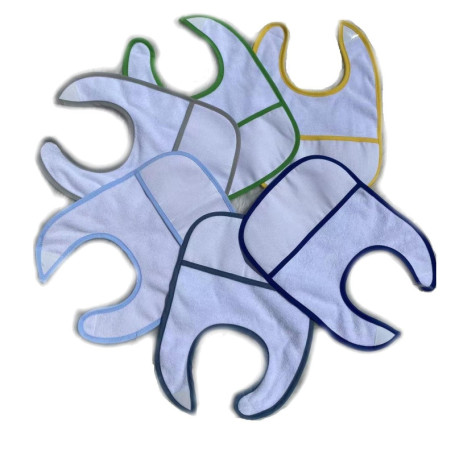 Set de 7 Bavoirs en Coton Bleu pour Bébé - Max Stitch Design