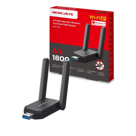 Adaptateur USB WiFi 6 Mercusys MA72XH AX1800 - Haut Débit pour PC