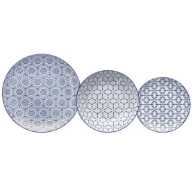 Service de vaisselle Tognana pour 6 personnes - 18 pièces en porcelaine blanche et bleue