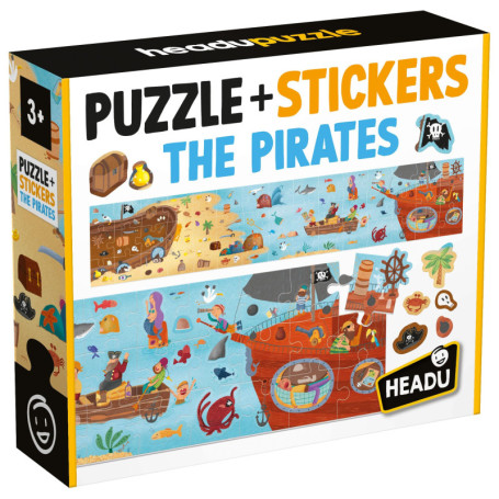 Puzzle Pirates avec Autocollants - Jeu Éducatif pour Enfants de 3 à 8 Ans