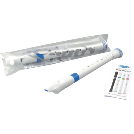 Flûte à Bec Soprano Nuvo Blanc et Bleu - Instrument en Plastique ABS