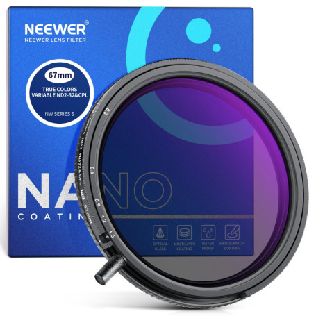 Filtre NEEWER 67mm 2 en 1 ND Variable et CPL pour Photos et Vidéos