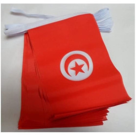 Guirlande de Drapeaux Tunisiens - 4 Mètres avec 20 Fanions en Polyester