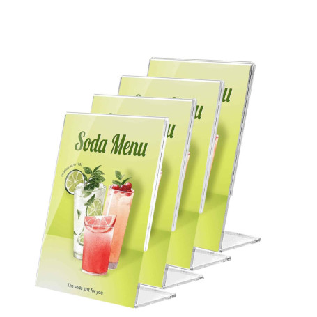 Lot de 4 Présentoirs A4 Incliné en Acrylique Transparent pour Menu et Affiches