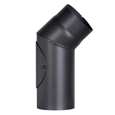Coude de poêle en acier noir 45° avec porte de nettoyage