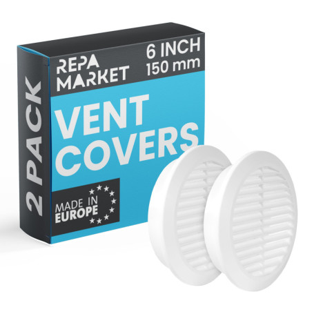 Lot de 2 grilles d'aération blanches 150 mm avec moustiquaire